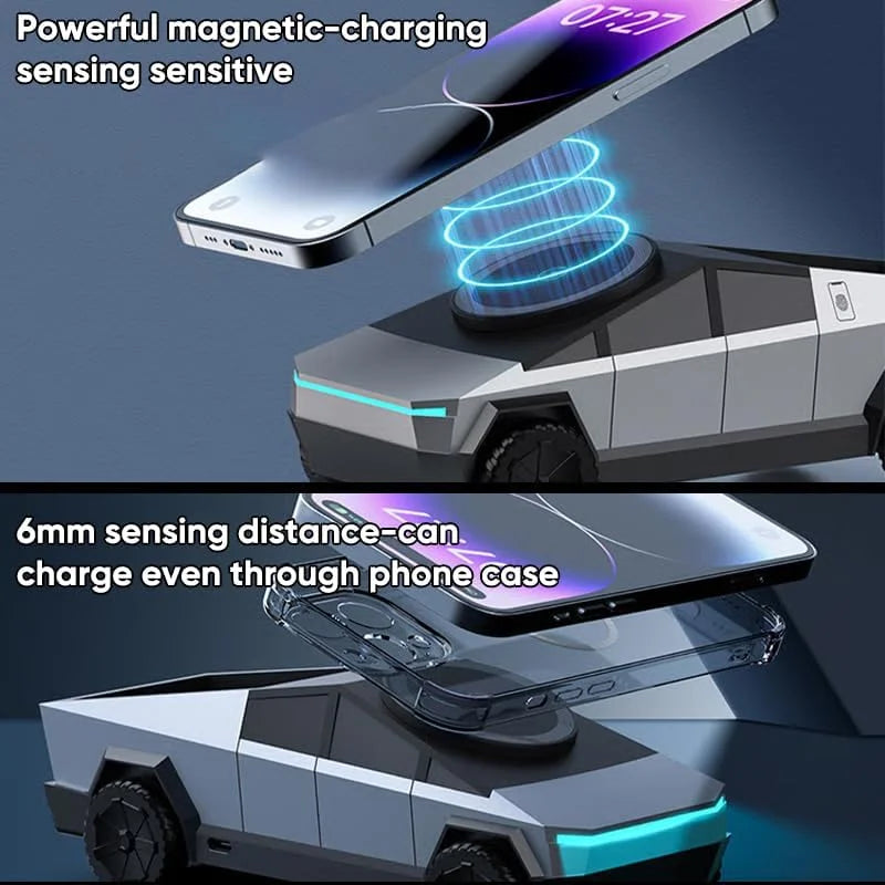 Charger Phone Stand Cybertruck 3 in 1 Magnetic Fast Wireless  for Iphone 17 16 15 Pro Max Apple Samsung Watch Airpods Pro