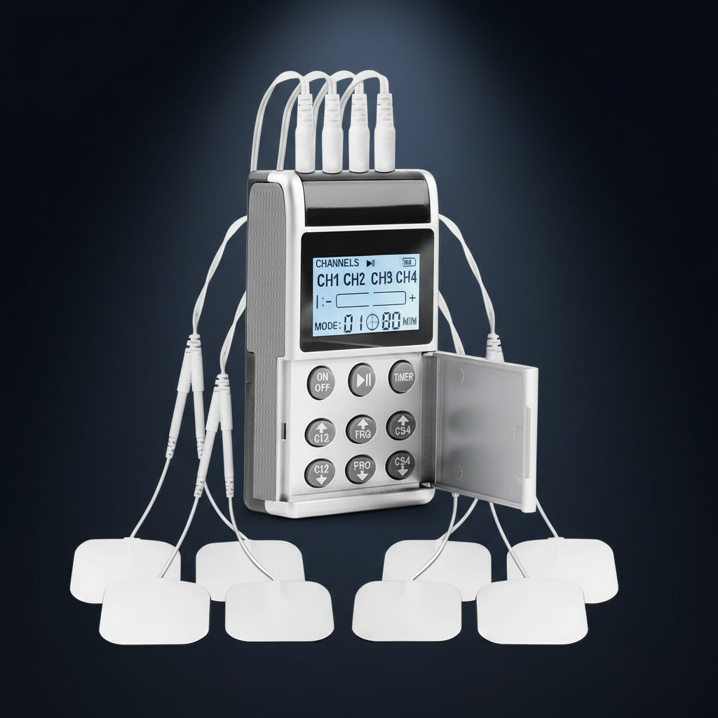 Professional MH-1087 4-Channel Electrostimulator 8 electrodes more efficient work 15 intelligent massage modes + 20 intensity levels